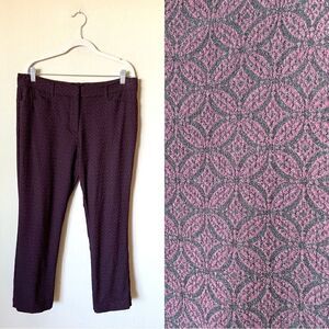 Mario Serrani Black Purple Pants Srtaight Leg Mid Rise Stretch Size 14